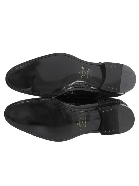 ★SOLD★ Louis Vuitton Solferino Line Damier Fabric Patent Leather Dress Shoes - Picture 5 of 9